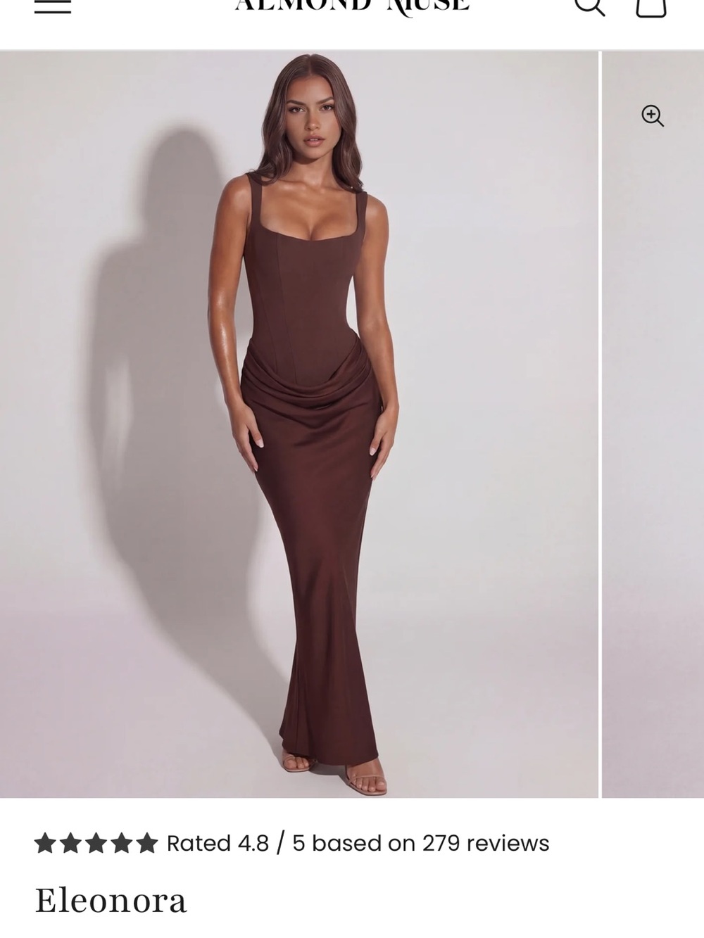 Eleonora Brown Draped Maxi Dress